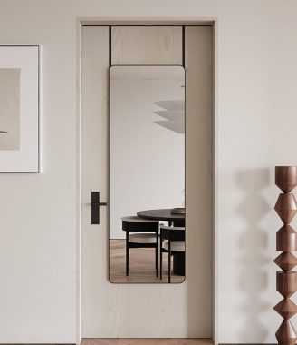 14"x48" Full Length Over The Door Mirror, Aluminum Alloy Frame Full Body Mirror with Height-Adjustable Hangers, Hanging Leaning Against Wall for Dorm Bathroom, Bedroom, Entryway Decor(Black)