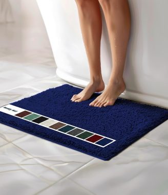 Muddy Mat Chenille Bathroom Rugs Quick Dry Microfiber Mats Non Slip Washable, Extra Thick, Soft and Highly Absorbent Bath Mats for Bathroom, Kitchen, and Shower Floor - Navy Blue Medium 30"X19"