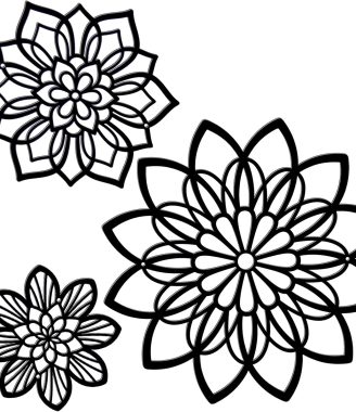 3 Pieces Metal Flowers Wall Decor, Black Wall Decors, Flower Art Wall Decor Farmhouse Wall Decoration Multiple Flowers Hanging Decor for Bathroom Living Room Garden Office (Black Elegant)